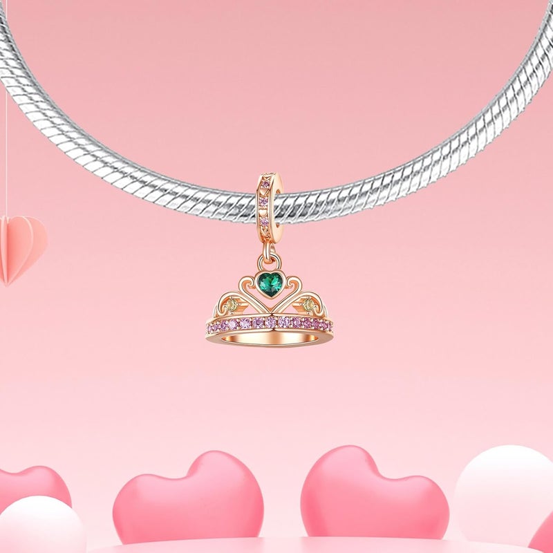 DATOUQI Queen Happy Birthday Hot Air Balloon Family Puppy Charm 925 Sterling Silver Charms for Bracelets and Necklaces Mother's Day Charms for Women - Image 2